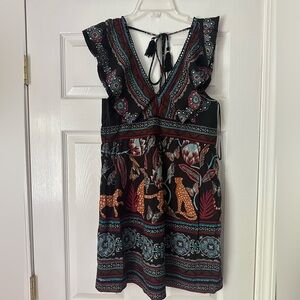 Anthropologie Black and Multicolor Mini Dress